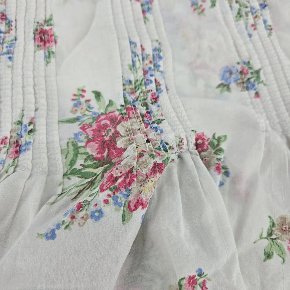Laura Ashley Floral Nightgown Nap Sleep Dress White Pink Vintage 90s M Pintucks - Picture 7 of 9